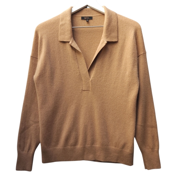 Quince Mongolian Cashmere Polo Sweater In Camel - Picture 2 of 8